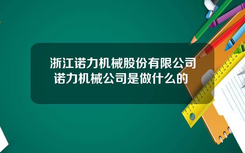 浙江诺力机械股份有限公司 诺力机械公司是做什么的